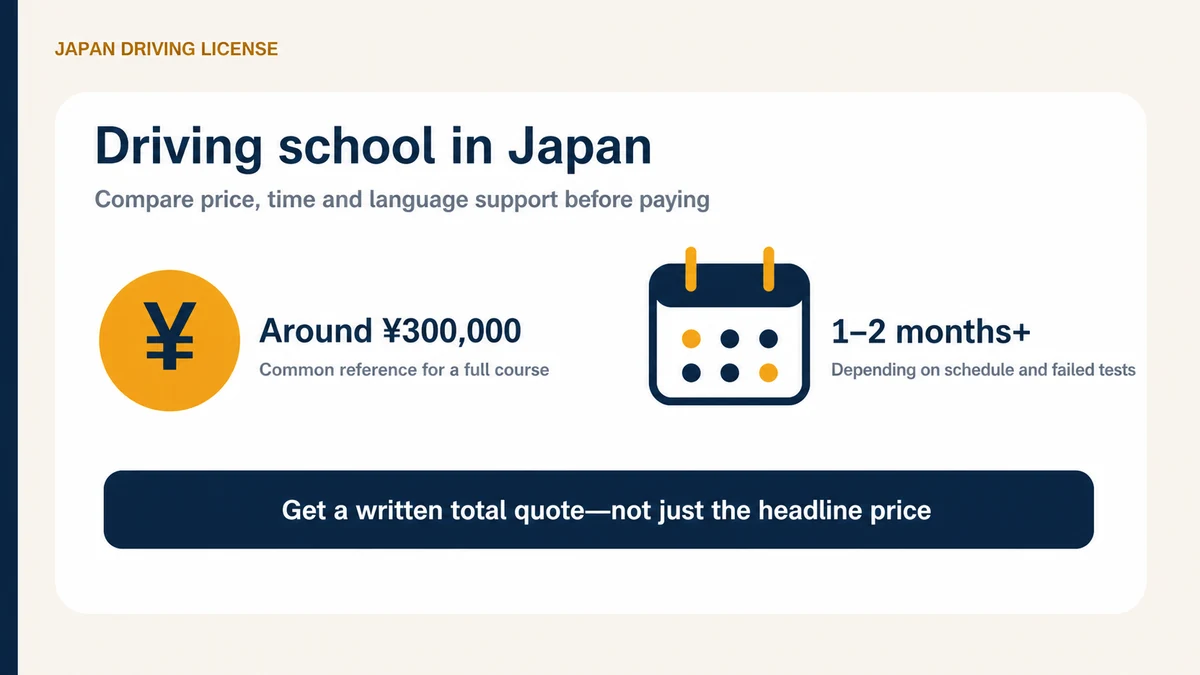 Driving school in Japan cost and completion-time overview