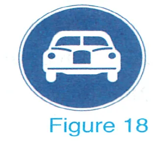 Figure 18: blue round, motor-vehicles-only sign