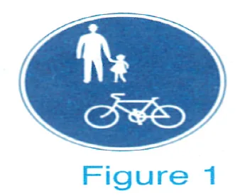 Japanese licence-test illustration: This is a sign to designate a dedicated road for regular bicycles, etc. and pedestrians, etc. Access by regular bicycles is permitted.