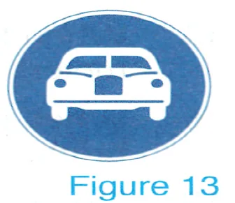 Japanese licence-test illustration: Regular motorcycles with engine displacement of 125 cc or less may not proceed.