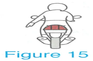 Japanese licence-test illustration: It is the method used to indicate slowing down or stopping with the left hand.