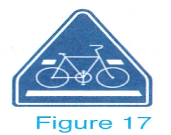 Japanese licence-test illustration: This sign designates a bicycle crossing.