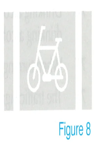Japanese licence-test illustration: This marking designates a bicycle crossing lane.