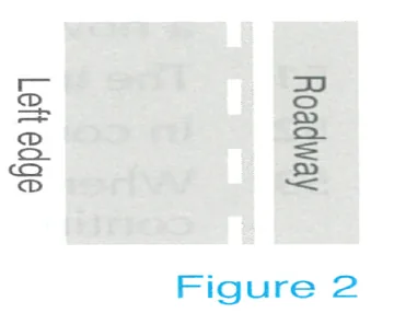 Japanese licence-test illustration: The marking designates no parking or stopping side strips, but specified small mopeds and light vehicles may proceed on this part of the…