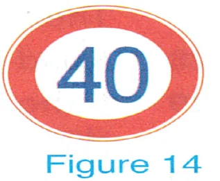 Japanese licence-test illustration: On roads where a speed limit is indicated by signs, vehicles must not exceed that regulated speed limit. (General mopeds must not exceed…