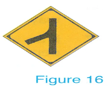 Japanese licence-test illustration: Drivers should not overlook traffic signs and follow them for traffic safety.