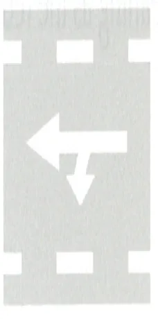 Japanese licence-test illustration: Pavement marking: left-turn + straight arrows