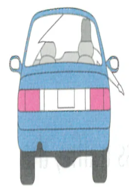 Japanese licence-test illustration: Hand signal: arm extended diagonally downward from vehicle