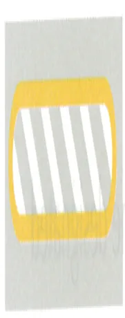 Japanese road sign: Pavement marking: yellow zebra/diagonal stripes