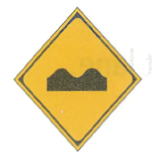 Japanese road sign: Yellow diamond sign: bumpy road