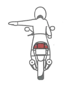 Japanese licence-test illustration: Moped rider hand signal