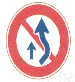 Japanese road sign: Round red sign: no overtaking