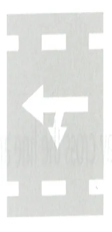 Japanese licence-test illustration: Pavement marking: straight + left-turn arrows
