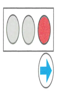 Japanese licence-test illustration: Signal with green right arrow