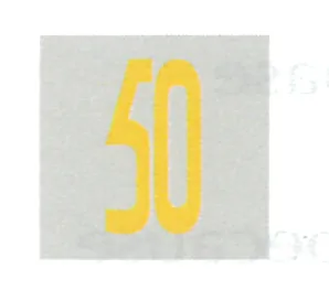 Japanese licence-test illustration: Pavement marking: 50 speed limit